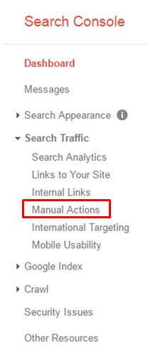 manual actions in search console